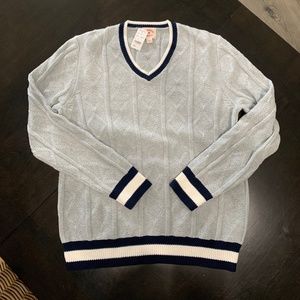 Cotton Cable Tennis Sweater - Brooks Brothers Size LG